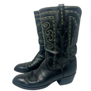 Men’s Lucchese Black Leather Cowboy Boots